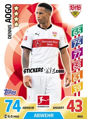 Sticker Dennis Aogo - German Fussball Bundesliga 2017-2018. Match Attax Extra n. 466 - Topps