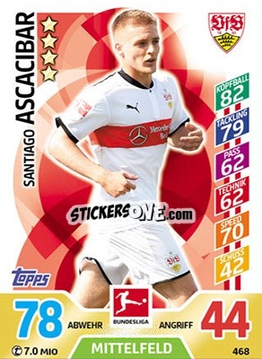 Sticker Santiago Ascacibar - German Fussball Bundesliga 2017-2018. Match Attax Extra n. 468 - Topps