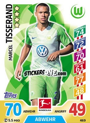 Cromo Marcel Tisserand - German Fussball Bundesliga 2017-2018. Match Attax Extra - Topps