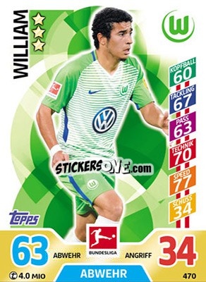 Sticker William - German Fussball Bundesliga 2017-2018. Match Attax Extra n. 470 - Topps