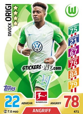 Sticker Divock Origi - German Fussball Bundesliga 2017-2018. Match Attax Extra n. 471 - Topps