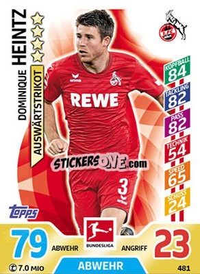 Figurina Dominique Heintz - German Fussball Bundesliga 2017-2018. Match Attax Extra - Topps