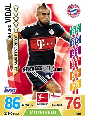 Sticker Arturo Vidal - German Fussball Bundesliga 2017-2018. Match Attax Extra n. 486 - Topps