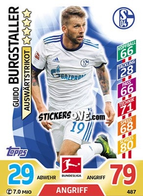 Cromo Guido Burgstaller - German Fussball Bundesliga 2017-2018. Match Attax Extra - Topps