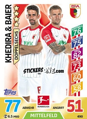 Sticker Khedira / Baier - German Fussball Bundesliga 2017-2018. Match Attax Extra n. 490 - Topps