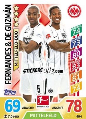 Sticker Fernandes / de Guzman - German Fussball Bundesliga 2017-2018. Match Attax Extra - Topps