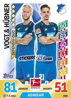 Sticker Vogt / Hübner - German Fussball Bundesliga 2017-2018. Match Attax Extra - Topps