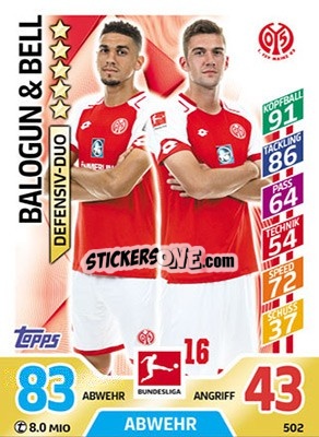 Sticker Balogun / Bell - German Fussball Bundesliga 2017-2018. Match Attax Extra - Topps