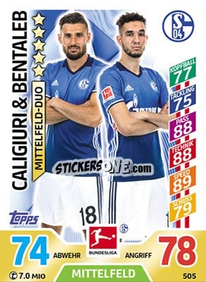 Sticker Caligiuri / Bentaleb - German Fussball Bundesliga 2017-2018. Match Attax Extra - Topps