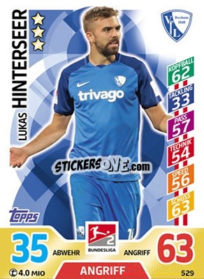 Sticker Lukas Hinterseer - German Fussball Bundesliga 2017-2018. Match Attax Extra - Topps