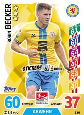 Sticker Robin Becker - German Fussball Bundesliga 2017-2018. Match Attax Extra - Topps