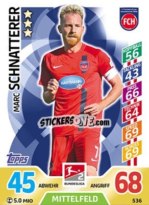 Cromo Marc Schnatterer - German Fussball Bundesliga 2017-2018. Match Attax Extra - Topps