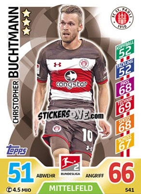 Sticker Christopher Buchtmann - German Fussball Bundesliga 2017-2018. Match Attax Extra - Topps