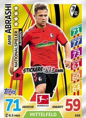 Sticker Amir Abrashi - German Fussball Bundesliga 2017-2018. Match Attax Extra - Topps