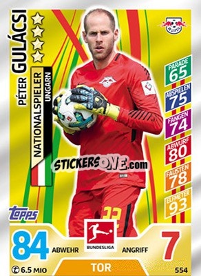 Sticker Péter Gulacsi - German Fussball Bundesliga 2017-2018. Match Attax Extra n. 554 - Topps