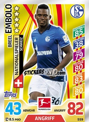 Sticker Breel Embolo - German Fussball Bundesliga 2017-2018. Match Attax Extra n. 559 - Topps