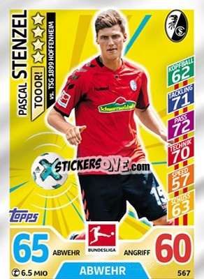 Figurina Pascal Stenzel - German Fussball Bundesliga 2017-2018. Match Attax Extra - Topps