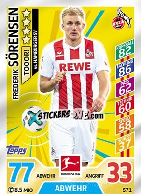 Sticker Frederik Sörensen - German Fussball Bundesliga 2017-2018. Match Attax Extra - Topps