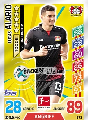 Sticker Lucas Alario - German Fussball Bundesliga 2017-2018. Match Attax Extra n. 573 - Topps