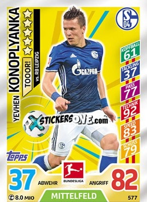 Sticker Yevhen Konoplyanka - German Fussball Bundesliga 2017-2018. Match Attax Extra n. 577 - Topps