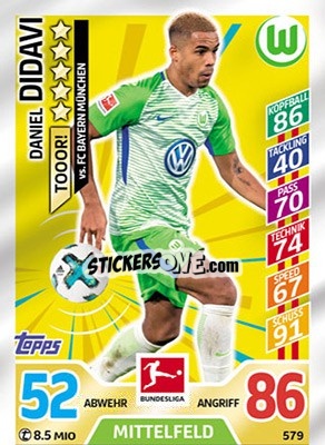 Sticker Daniel Didavi - German Fussball Bundesliga 2017-2018. Match Attax Extra n. 579 - Topps