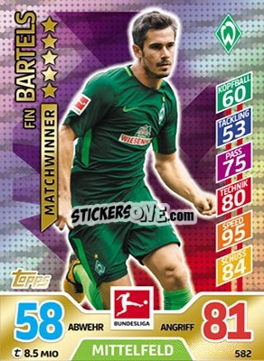 Sticker Fin Bartels - German Fussball Bundesliga 2017-2018. Match Attax Extra - Topps