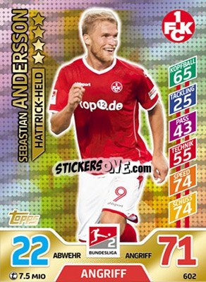 Sticker Sebastian Andersson - German Fussball Bundesliga 2017-2018. Match Attax Extra - Topps