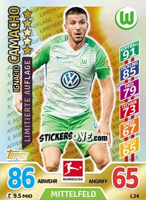 Sticker Ignacio Camacho - German Fussball Bundesliga 2017-2018. Match Attax Extra n. L34 - Topps
