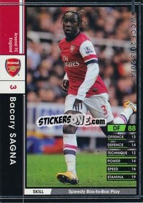 Sticker Bacary Sagna - Sega World Club Champion Football 2013-2014 n. 6 - Panini
