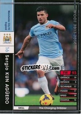 Sticker Sergio Aguero - Sega World Club Champion Football 2013-2014 n. 47 - Panini