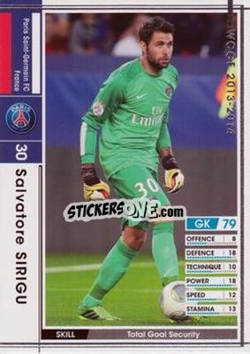 Sticker Salvatore Sirigu - Sega World Club Champion Football 2013-2014 n. 49 - Panini