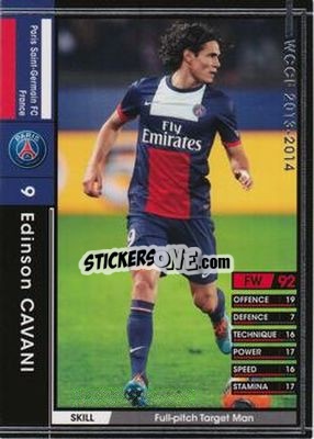 Sticker Edinson Cavani - Sega World Club Champion Football 2013-2014 n. 62 - Panini