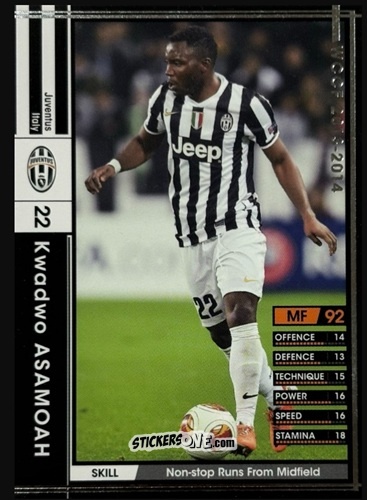 Cromo Kwadwo Asamoah - Sega World Club Champion Football 2013-2014 n. 183 - Panini