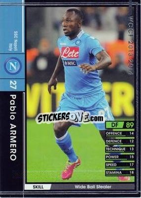 Sticker Pablo Armero - Sega World Club Champion Football 2013-2014 n. 195 - Panini