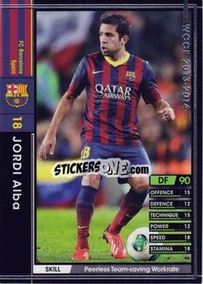 Sticker Jordi Alba - Sega World Club Champion Football 2013-2014 - Panini