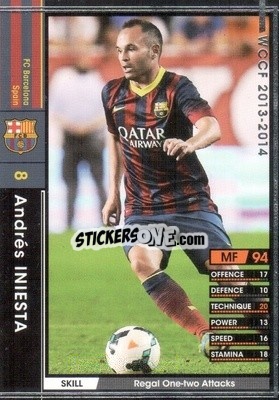 Sticker Andres Iniesta - Sega World Club Champion Football 2013-2014 n. 233 - Panini