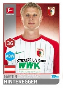 Sticker Martin Hinteregger - German Football Bundesliga 2017-2018 n. 5 - Topps