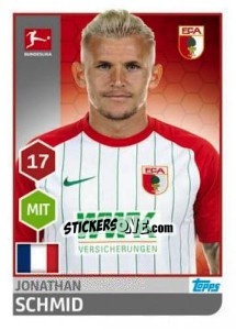 Sticker Jonathan Schmid - German Football Bundesliga 2017-2018 n. 13 - Topps