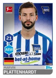 Sticker Marvin Plattenhardt - German Football Bundesliga 2017-2018 - Topps
