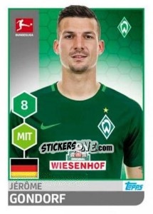 Sticker Jérôme Gondorf - German Football Bundesliga 2017-2018 - Topps