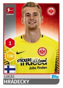 Sticker Lukas Hradecky - German Football Bundesliga 2017-2018 - Topps