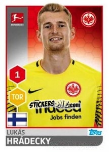 Sticker Lukas Hradecky - German Football Bundesliga 2017-2018 n. 64 - Topps