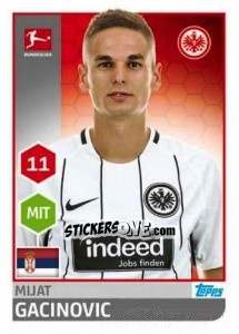 Sticker Mijat Gacinovic - German Football Bundesliga 2017-2018 n. 71 - Topps