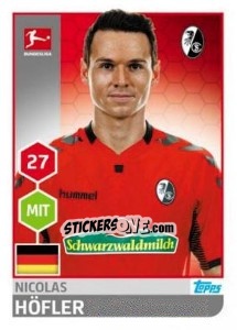 Cromo Nicolas Höfler - German Football Bundesliga 2017-2018 - Topps