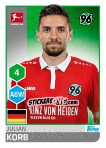 Cromo Julian Korb - German Football Bundesliga 2017-2018 - Topps