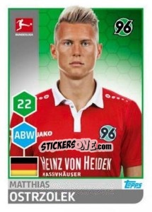Sticker Matthias Ostrzolek - German Football Bundesliga 2017-2018 - Topps