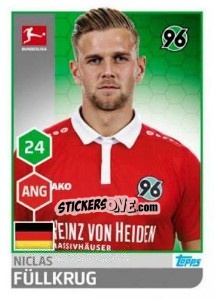 Sticker Niclas Füllkrug - German Football Bundesliga 2017-2018 n. 123 - Topps