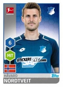 Sticker Hávard Nordtveit - German Football Bundesliga 2017-2018 - Topps