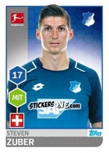 Sticker Steven Zuber - German Football Bundesliga 2017-2018 n. 132 - Topps