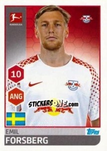 Sticker Emil Forsberg - German Football Bundesliga 2017-2018 n. 168 - Topps